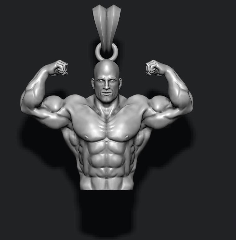 Bodybuilder pendant 3D print model_2