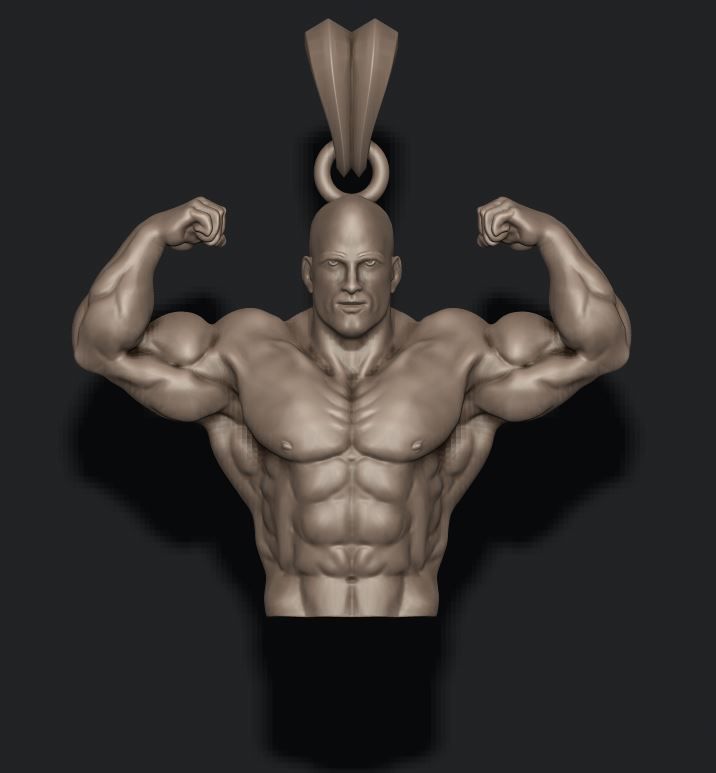 Bodybuilder pendant 3D print model_4