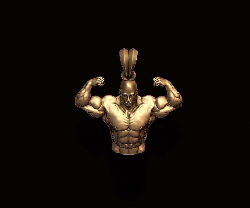 Bodybuilder pendant 3D print model_7