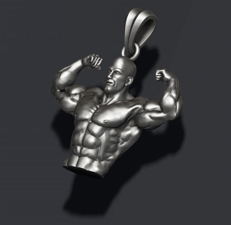 Bodybuilder pendant 3D print model_3