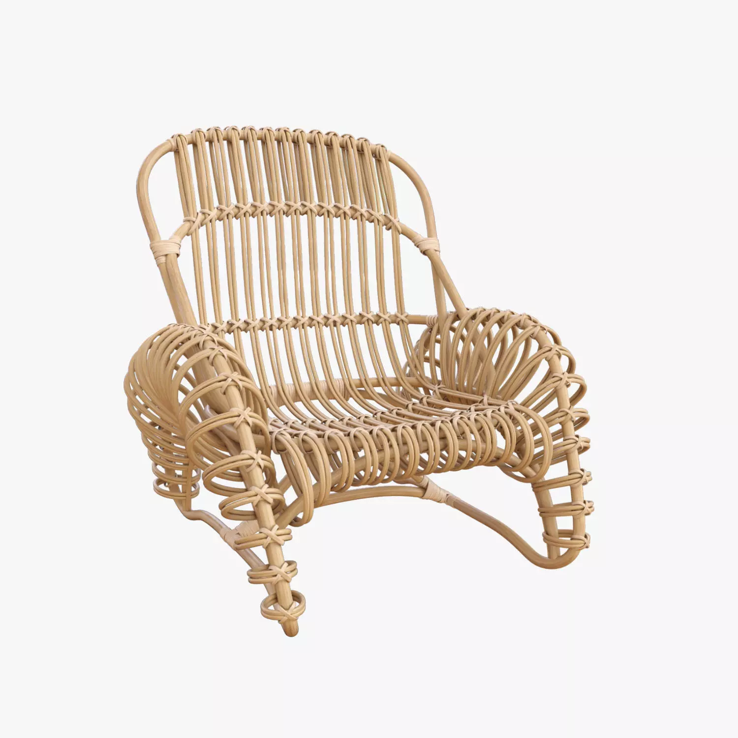 Boucle rattan armchair Kok Maison 627 1 3D model