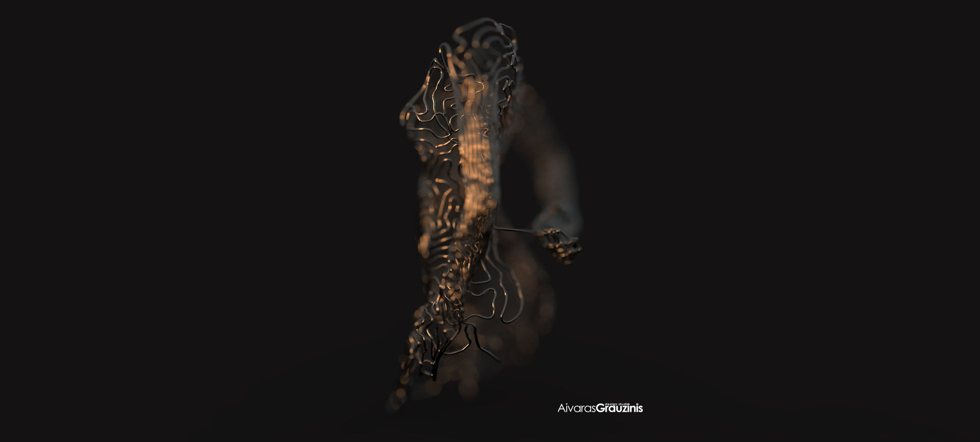 Outline metal sculpture of woman 3D print model_5