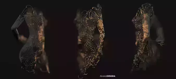 Outline metal sculpture of woman 3D print model