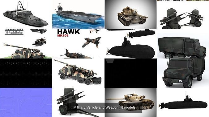Millitary Vehicle and Weapon 3D Model Collection