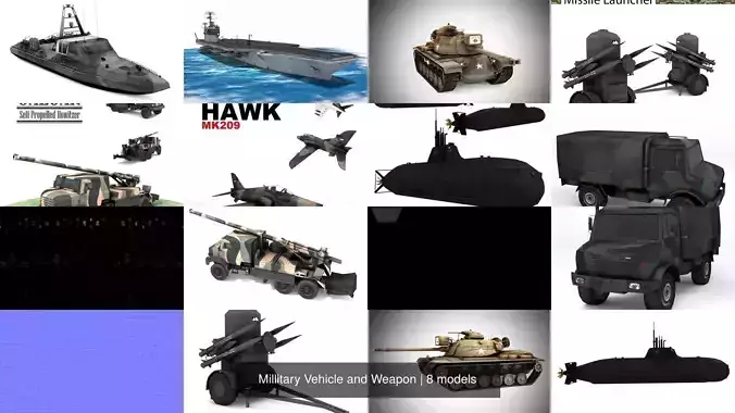 Millitary Vehicle and Weapon 3D Model Collection