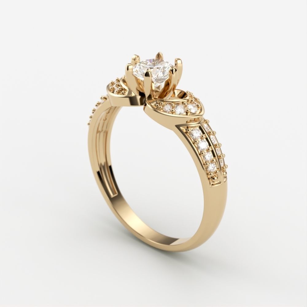 Solitaire Wedding Engagement Women Diamonds Ring 3dm stl  3D print model_4