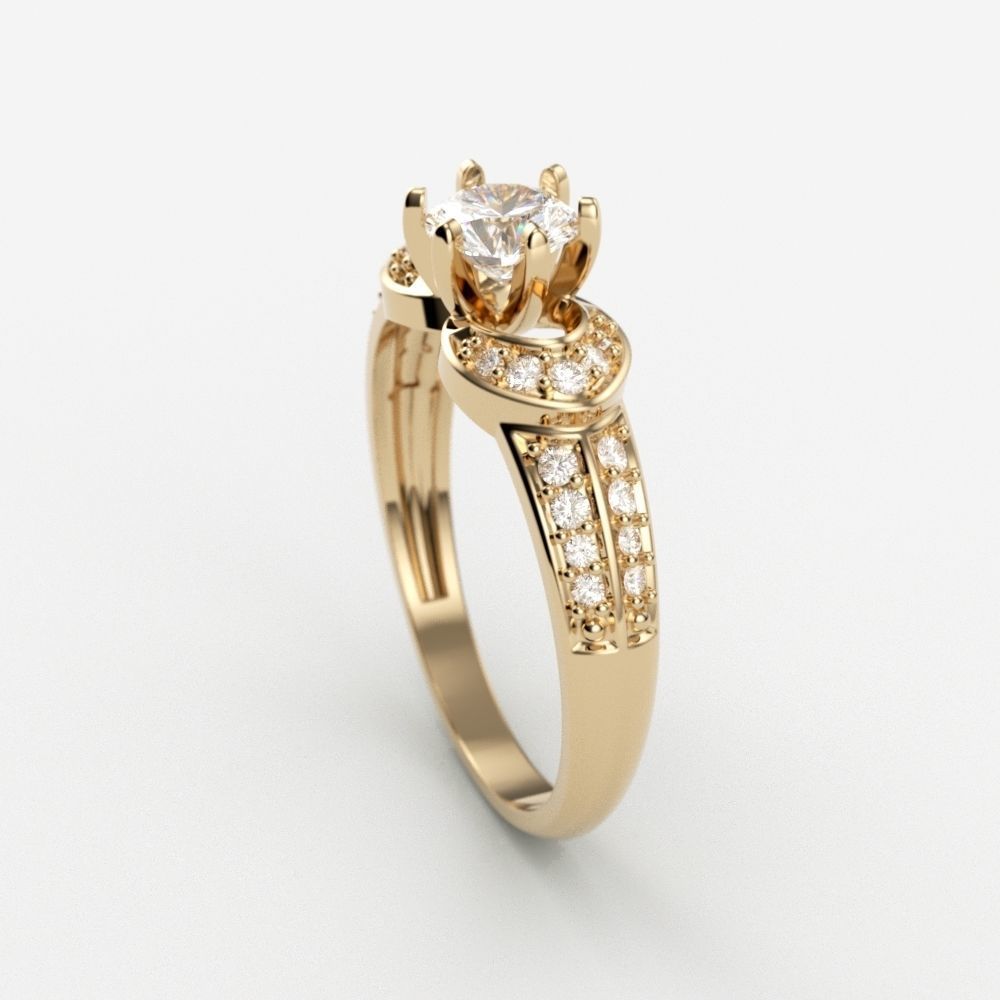 Solitaire Wedding Engagement Women Diamonds Ring 3dm stl  3D print model_5