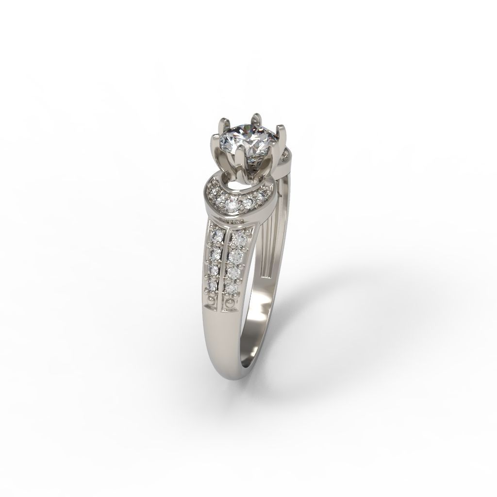 Solitaire Wedding Engagement Women Diamonds Ring 3dm stl  3D print model_17