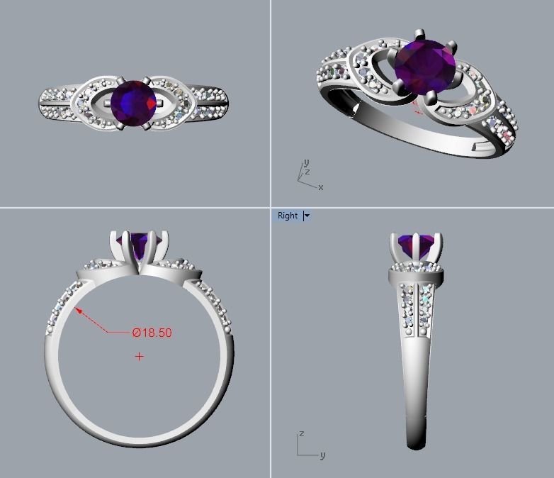 Solitaire Wedding Engagement Women Diamonds Ring 3dm stl  3D print model_25