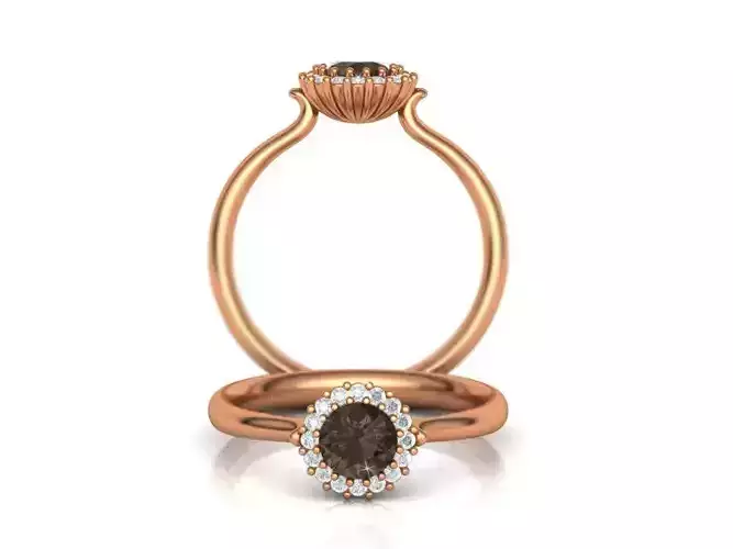 Chocolate Gem Engagement ring Printable 3d model N10316 3D print model
