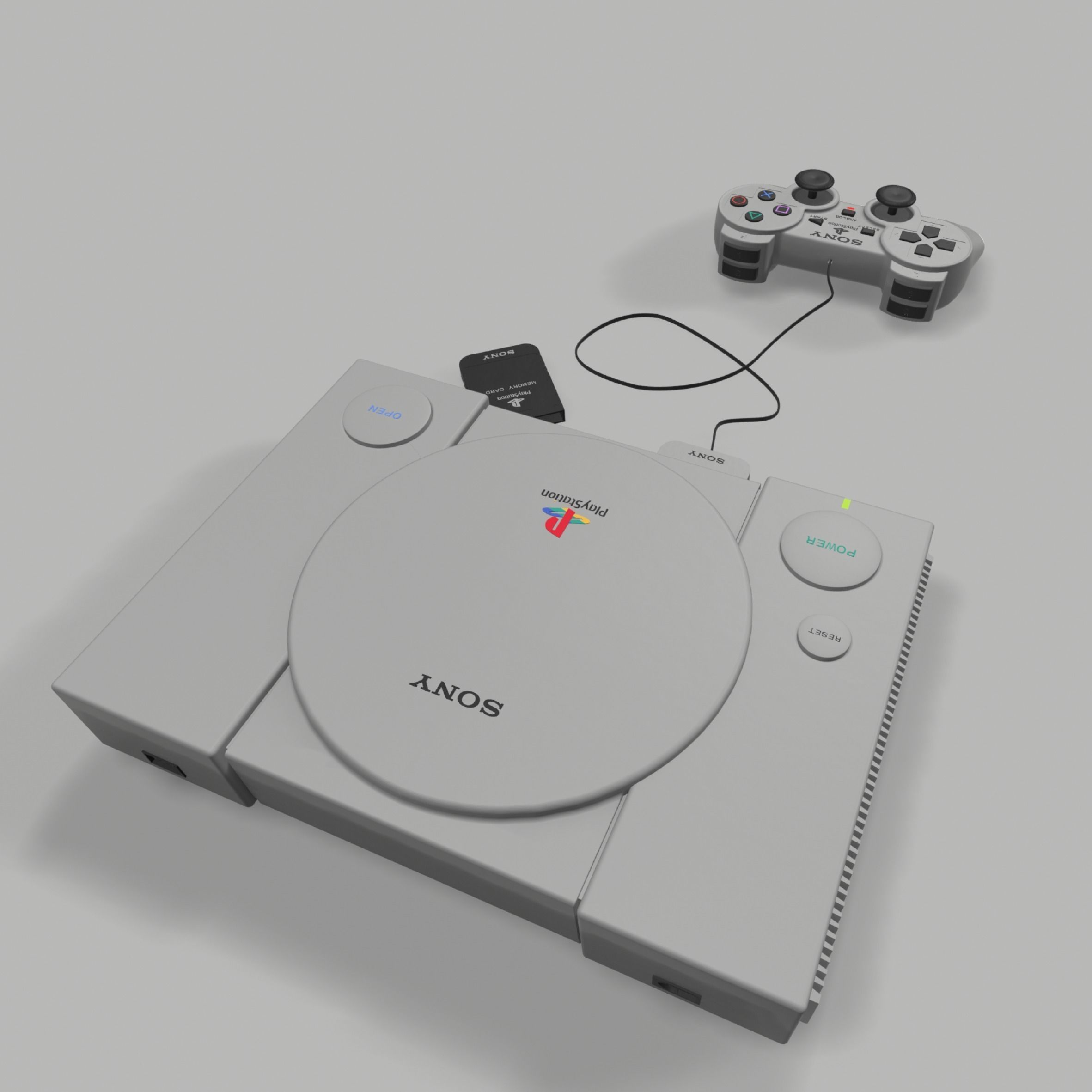 Playstation 1 - Joypad and Memory Card 3D model_4
