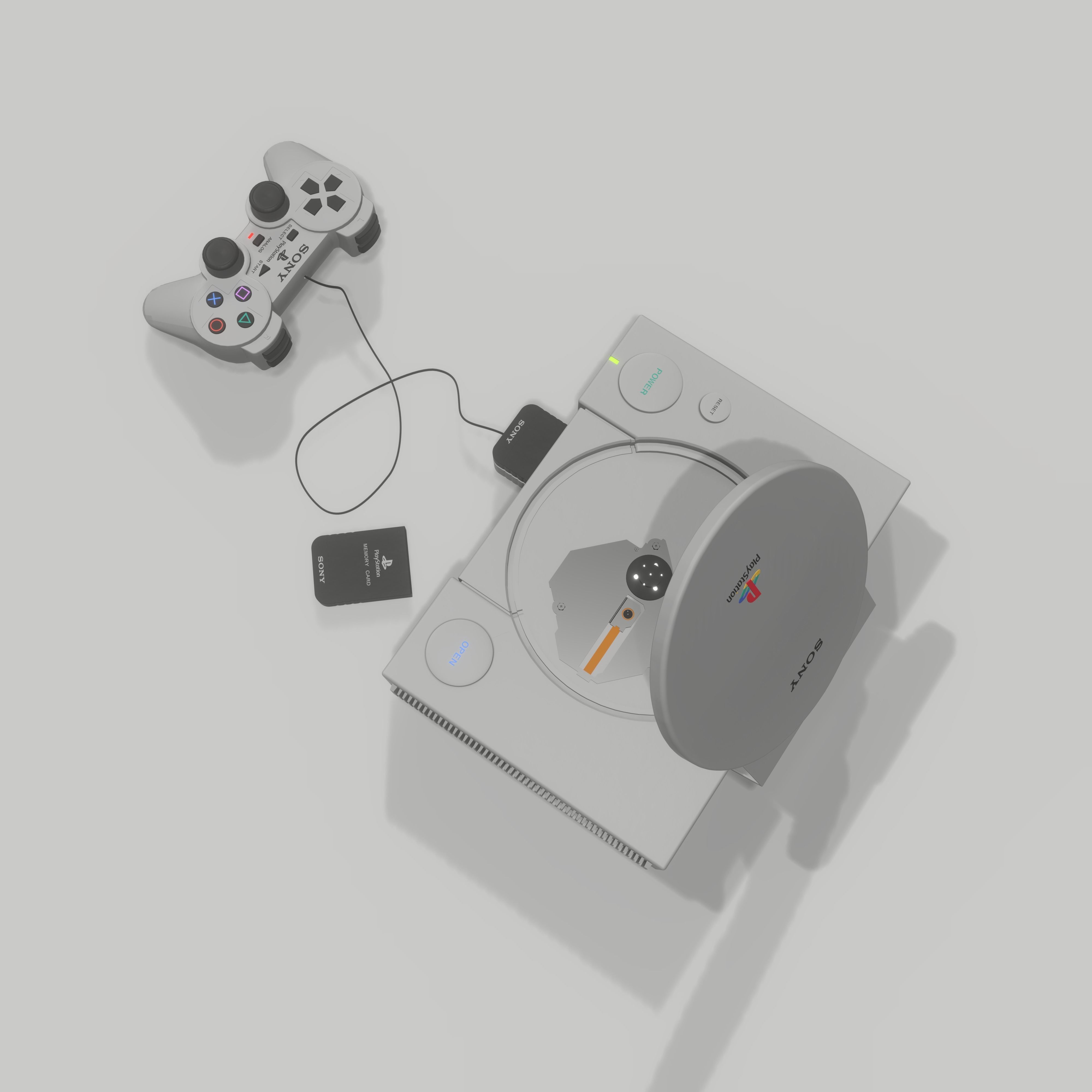 Playstation 1 - Joypad and Memory Card 3D model_6