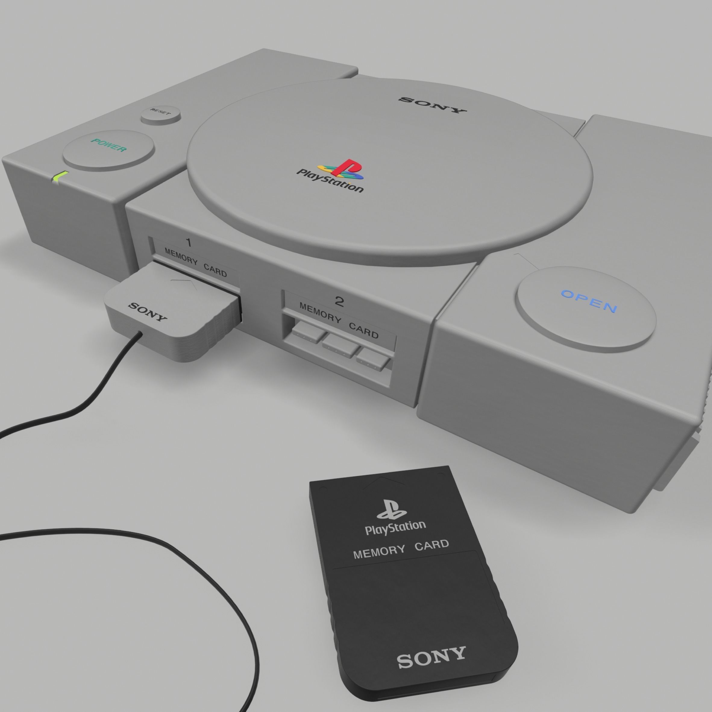 Playstation 1 - Joypad and Memory Card 3D model_7