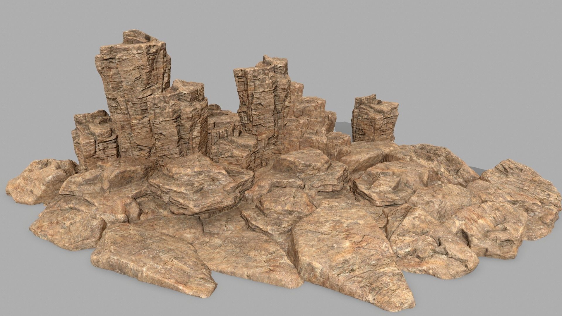 desert rocks Low-poly 3D model_1