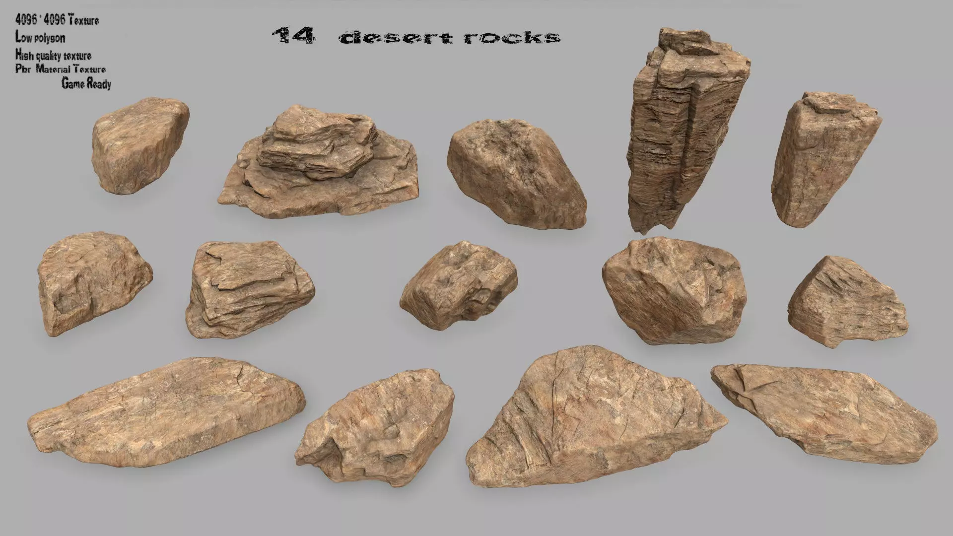 desert rocks Low-poly 3D model_0