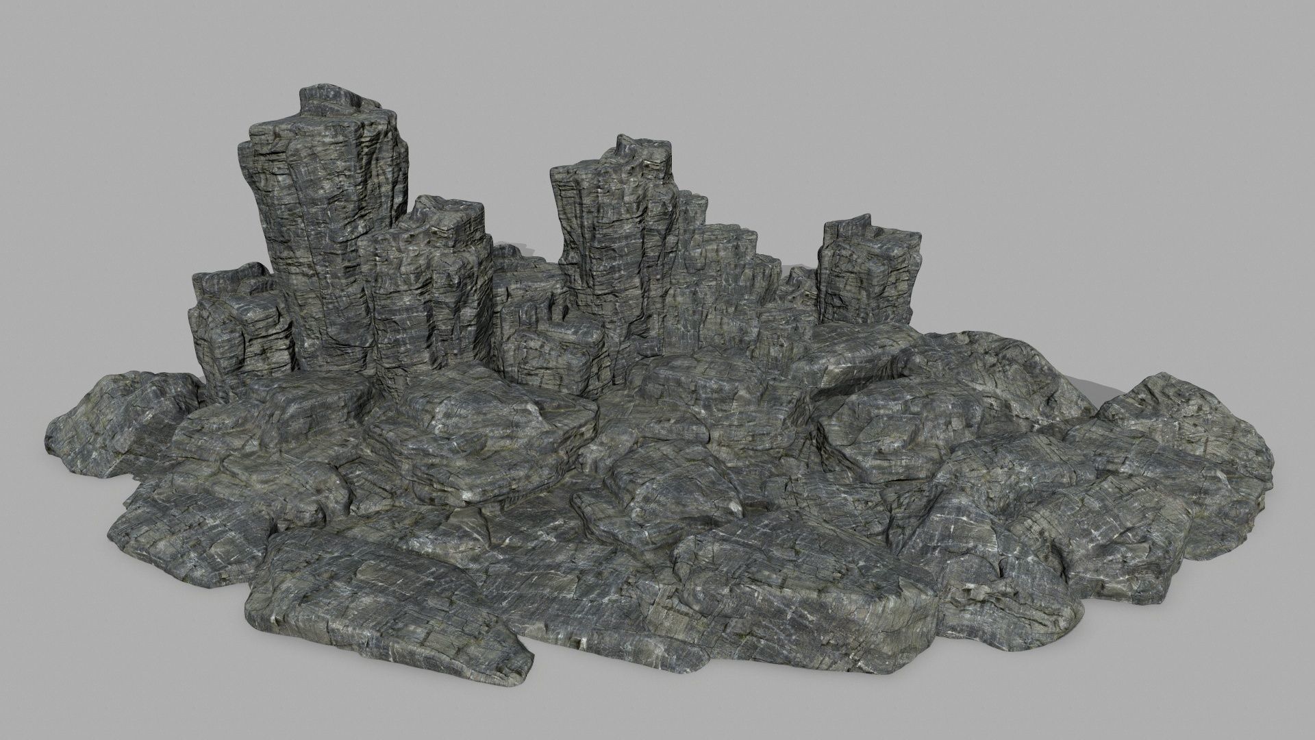 rocks set rock Low-poly 3D model_1