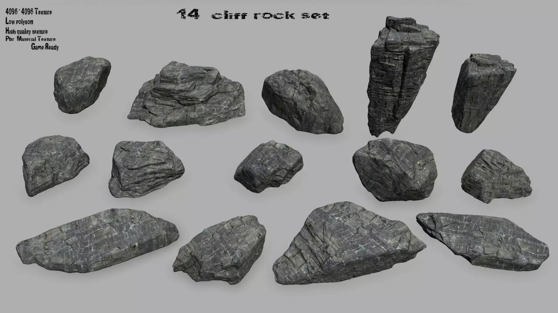 rocks set rock Low-poly 3D model_0