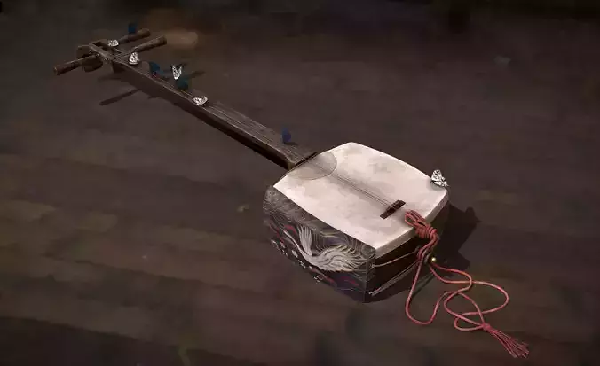 The Shamisen with butterflies