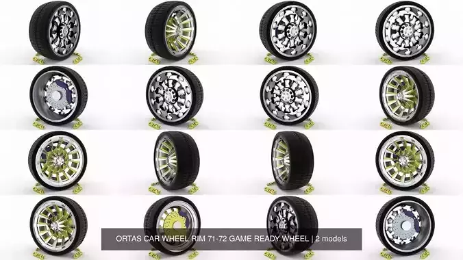 ORTAS CAR WHEEL RIM 71-72 GAME READY WHEEL 3D Model Collection