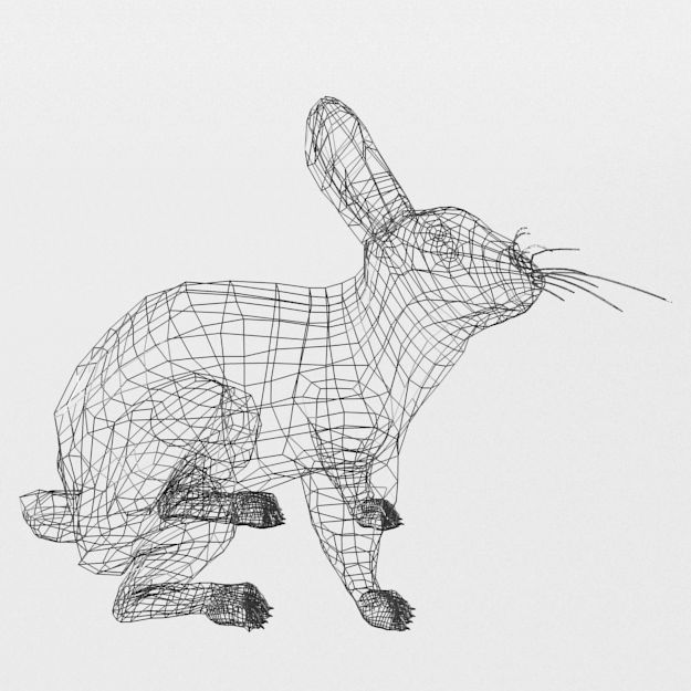 Tan Rabbit Low-poly 3D model_7