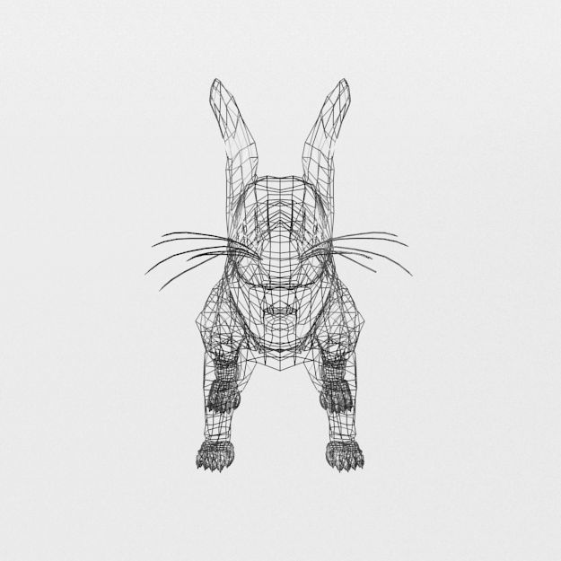 Tan Rabbit Low-poly 3D model_6