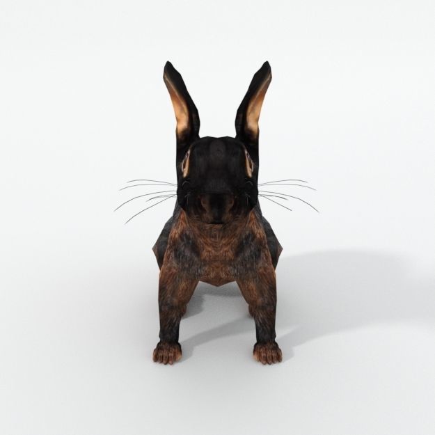 Tan Rabbit Low-poly 3D model_2