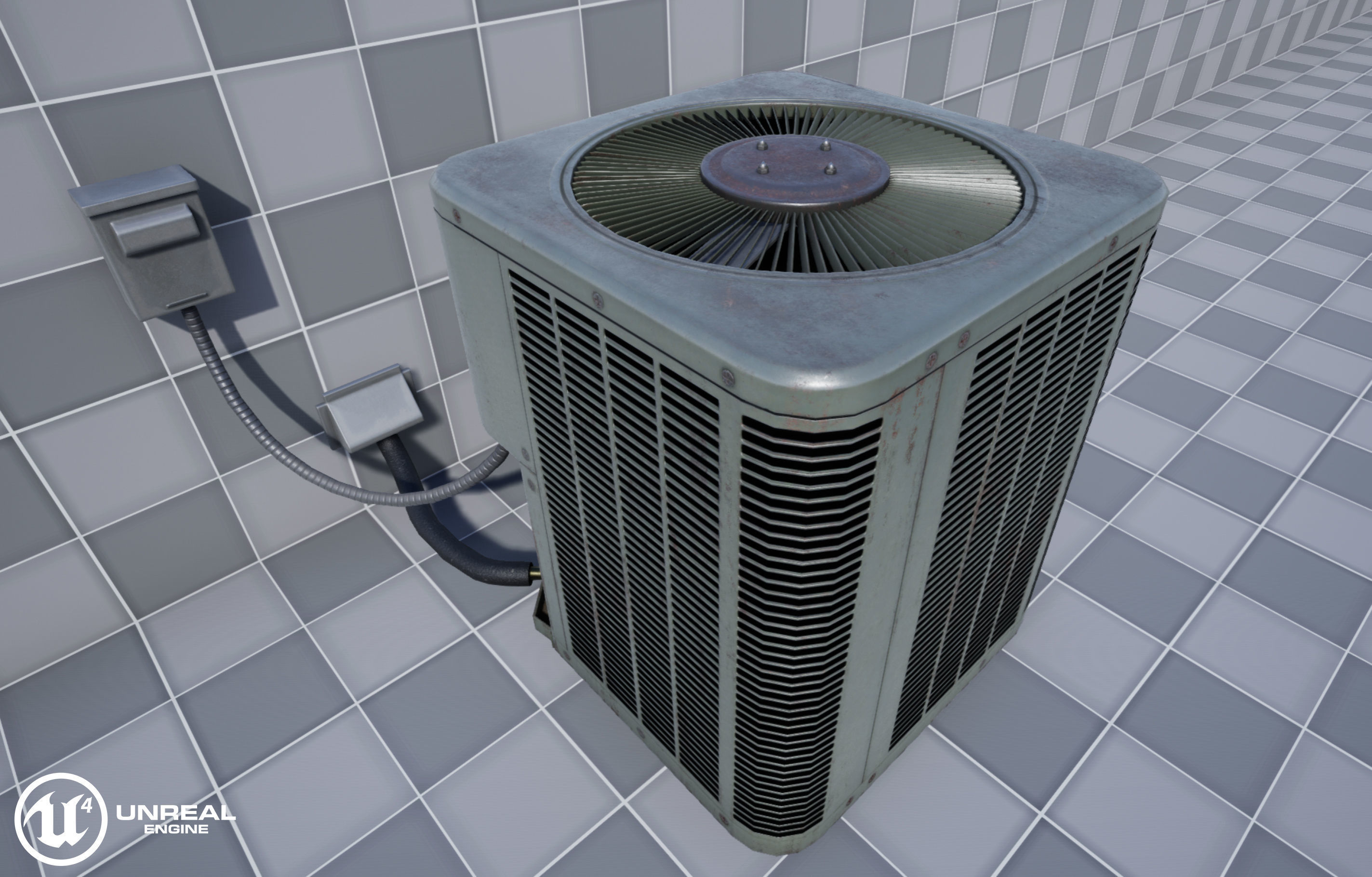 AC Unit Low-poly 3D model_12