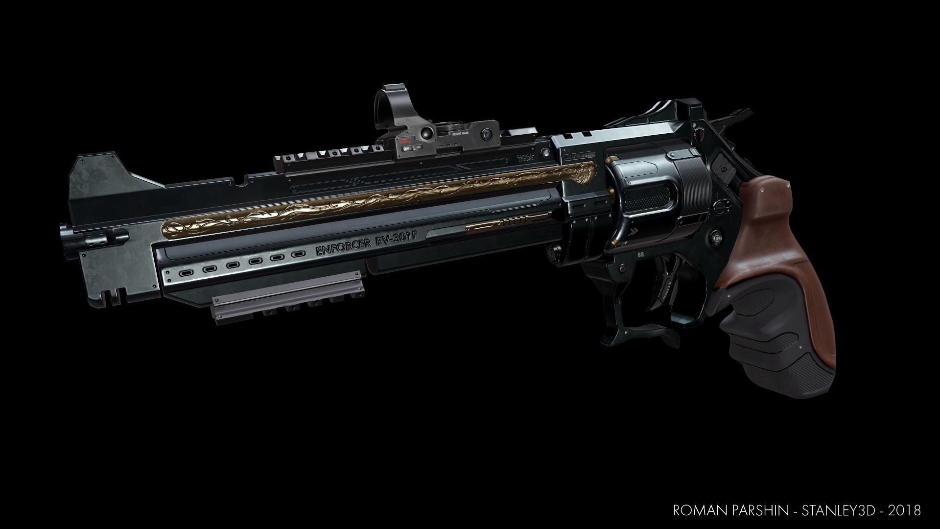 Revolver - Enforcer Low-poly 3D model_4