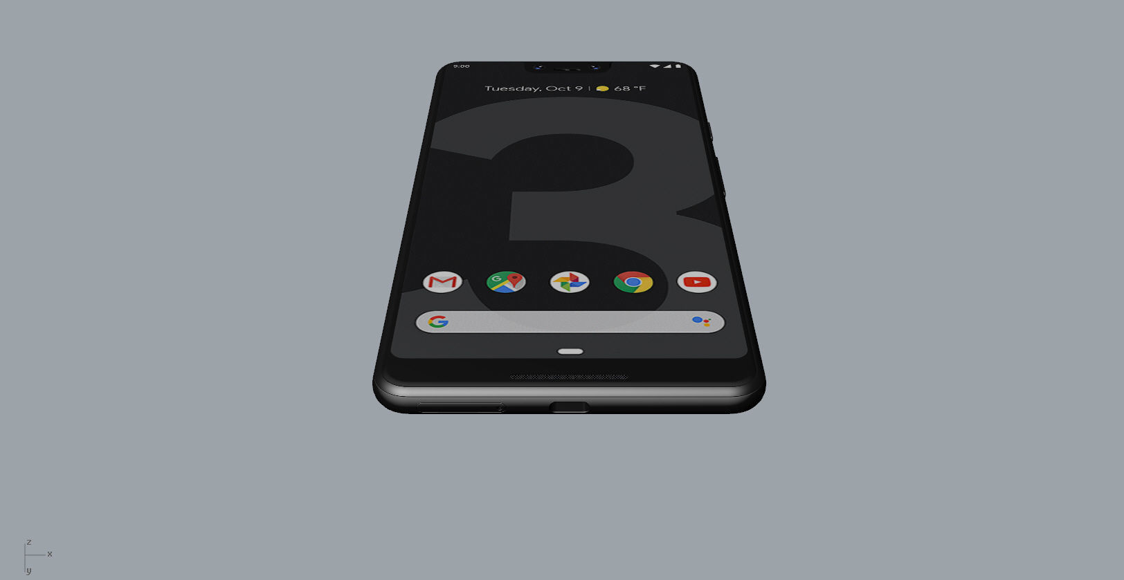 Google Pixel 3xl  BLACK customizable design 3D model 3D print model_14