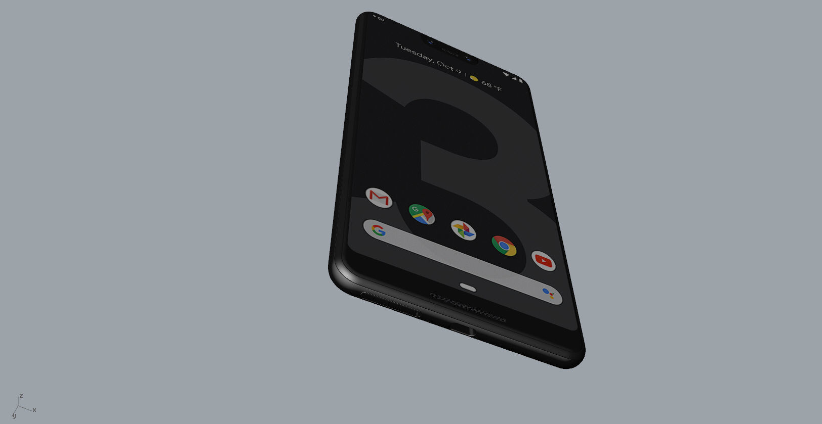 Google Pixel 3xl  BLACK customizable design 3D model 3D print model_16