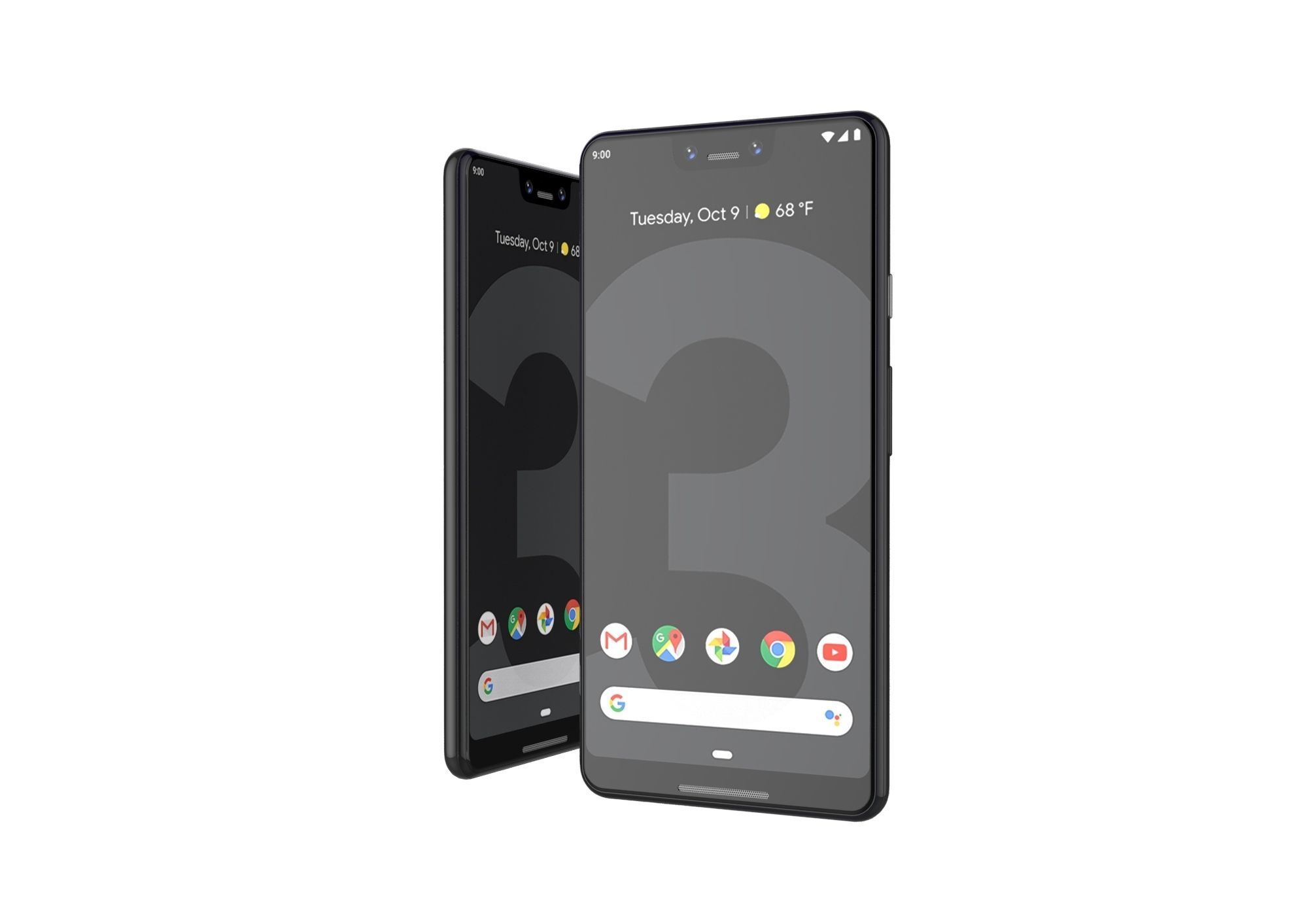 Google Pixel 3xl  BLACK customizable design 3D model 3D print model_3