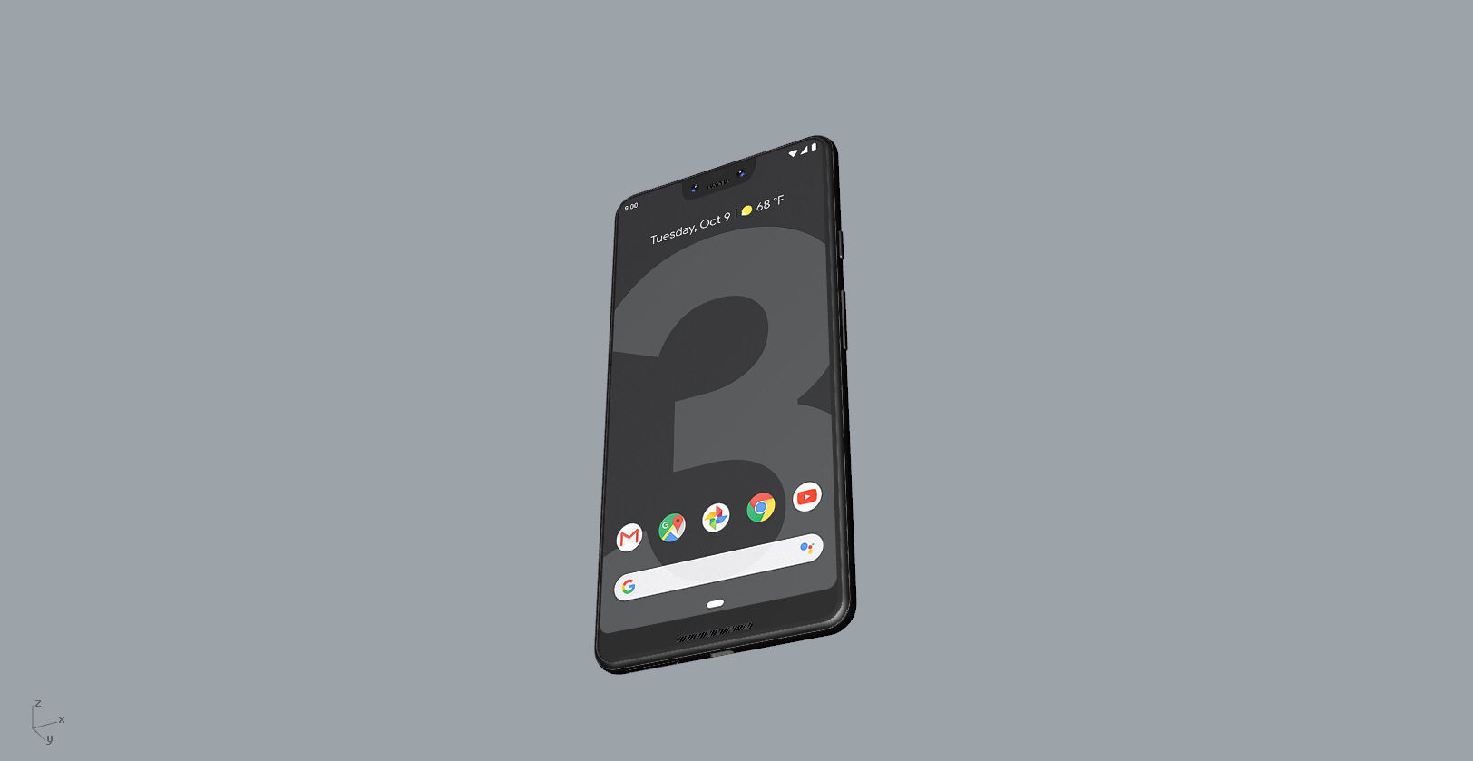 Google Pixel 3xl  BLACK customizable design 3D model 3D print model_33
