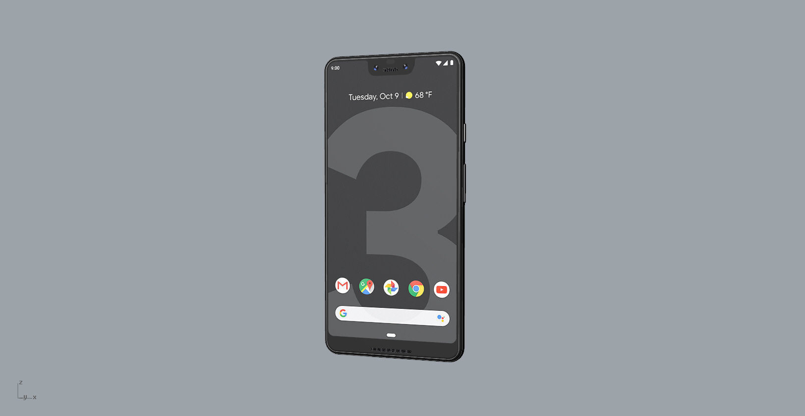 Google Pixel 3xl  BLACK customizable design 3D model 3D print model_18