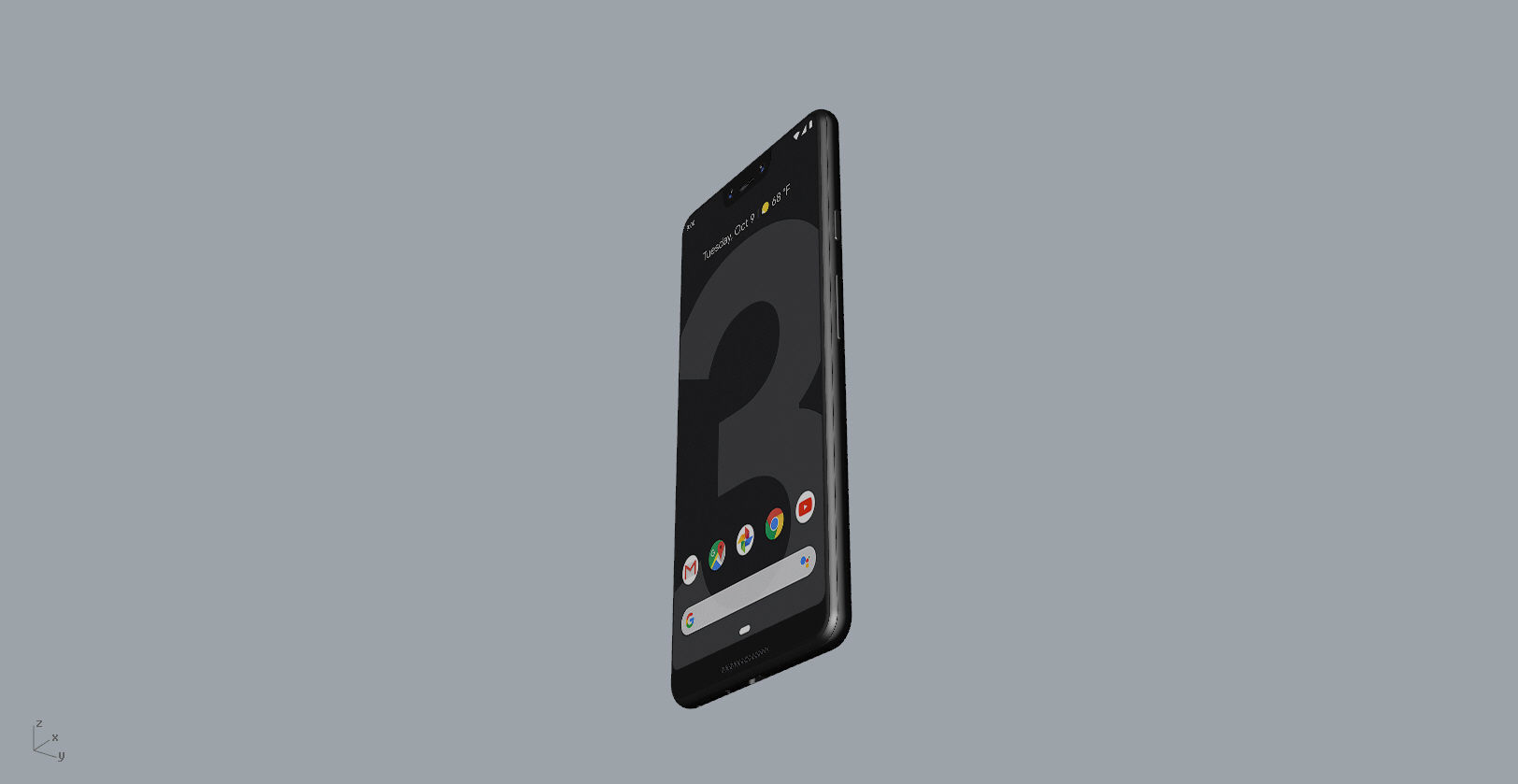 Google Pixel 3xl  BLACK customizable design 3D model 3D print model_34