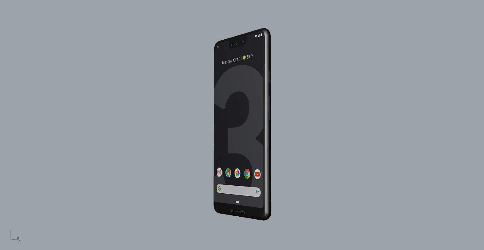 Google Pixel 3xl  BLACK customizable design 3D model 3D print model_26