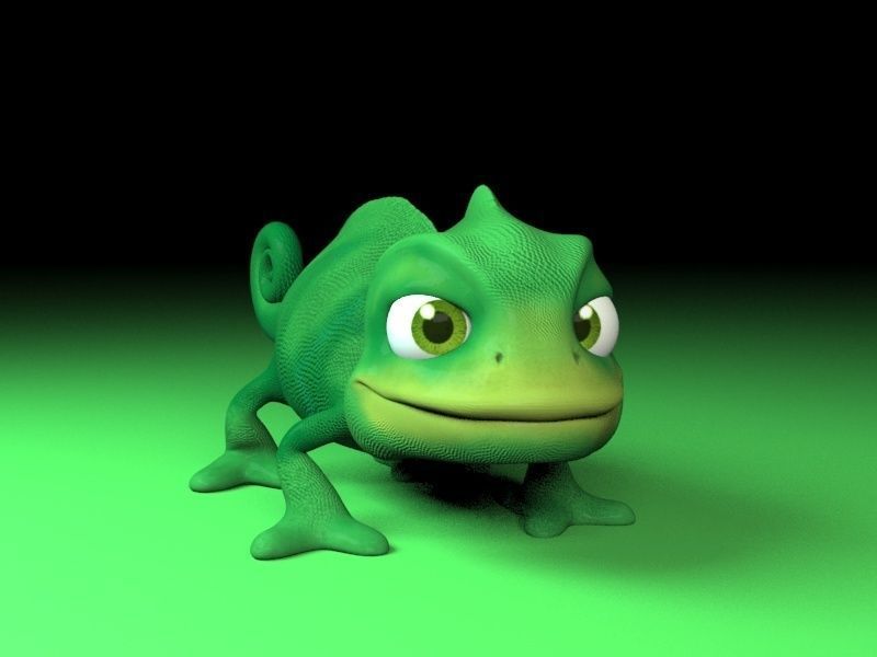 cartoon chameleon Low-poly 3D model_6