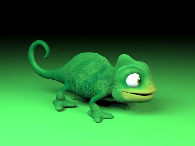 cartoon chameleon Low-poly 3D model_3