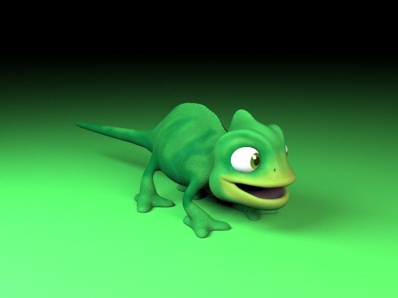 cartoon chameleon Low-poly 3D model_2