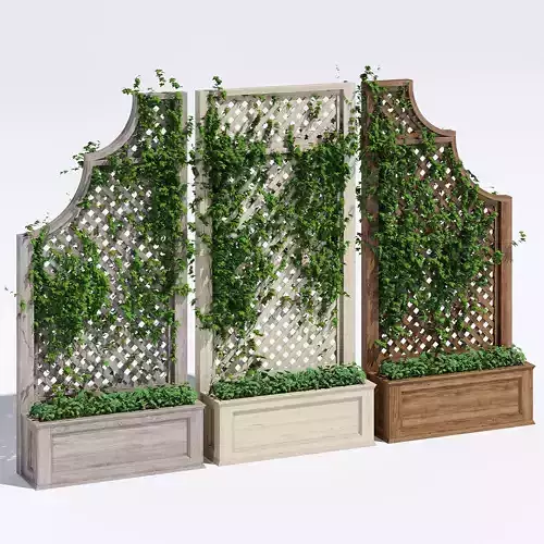 Trellises three wooden planters