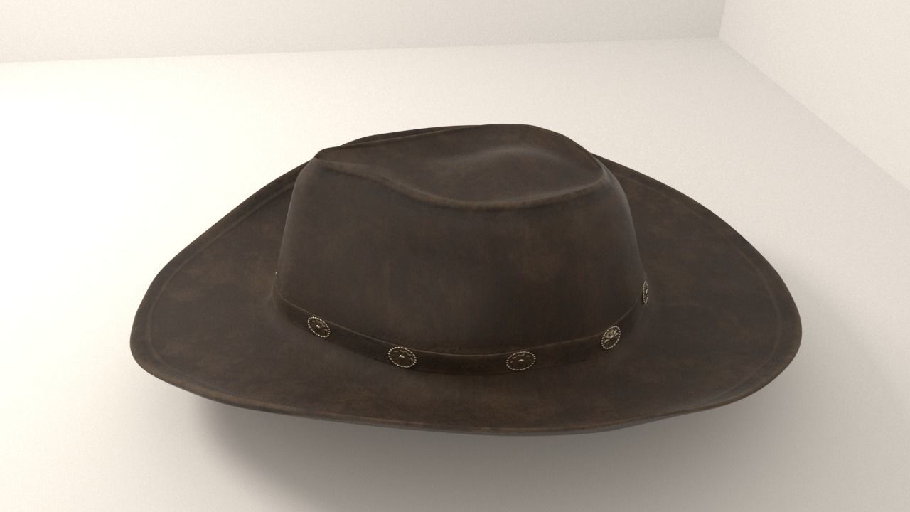 Fedora cowboy hat 3D model_2