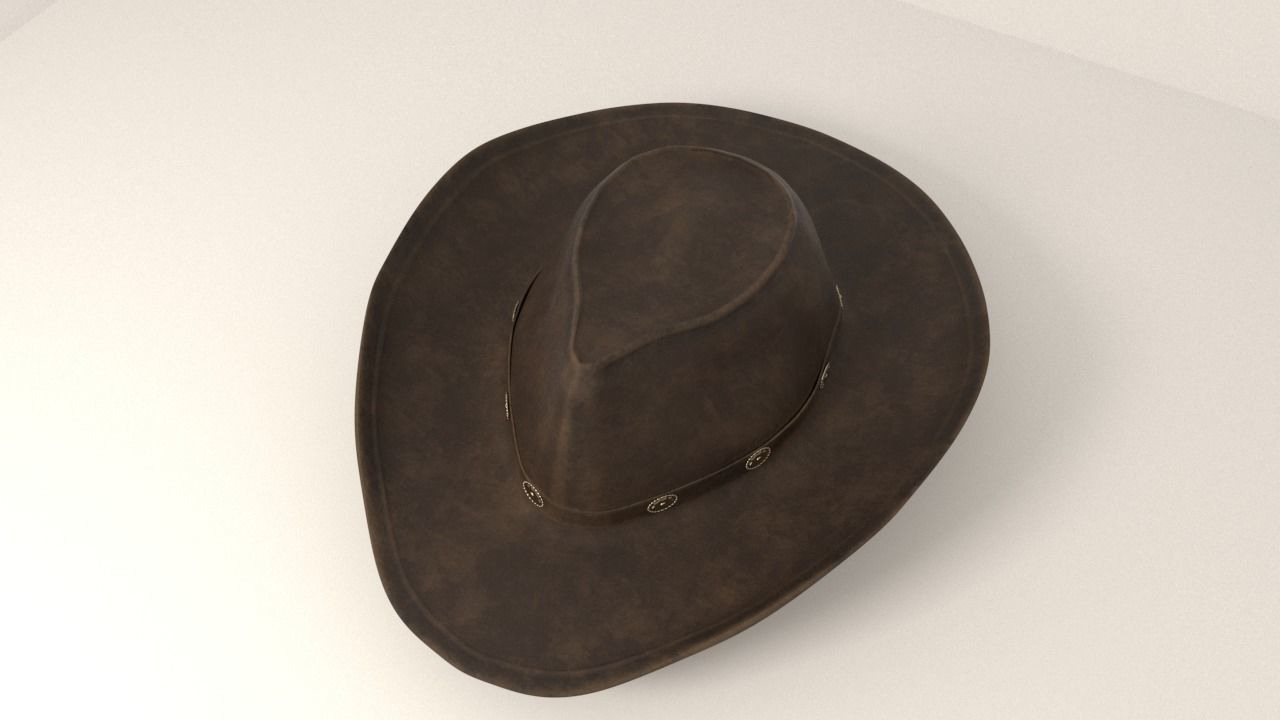 Fedora cowboy hat 3D model_1