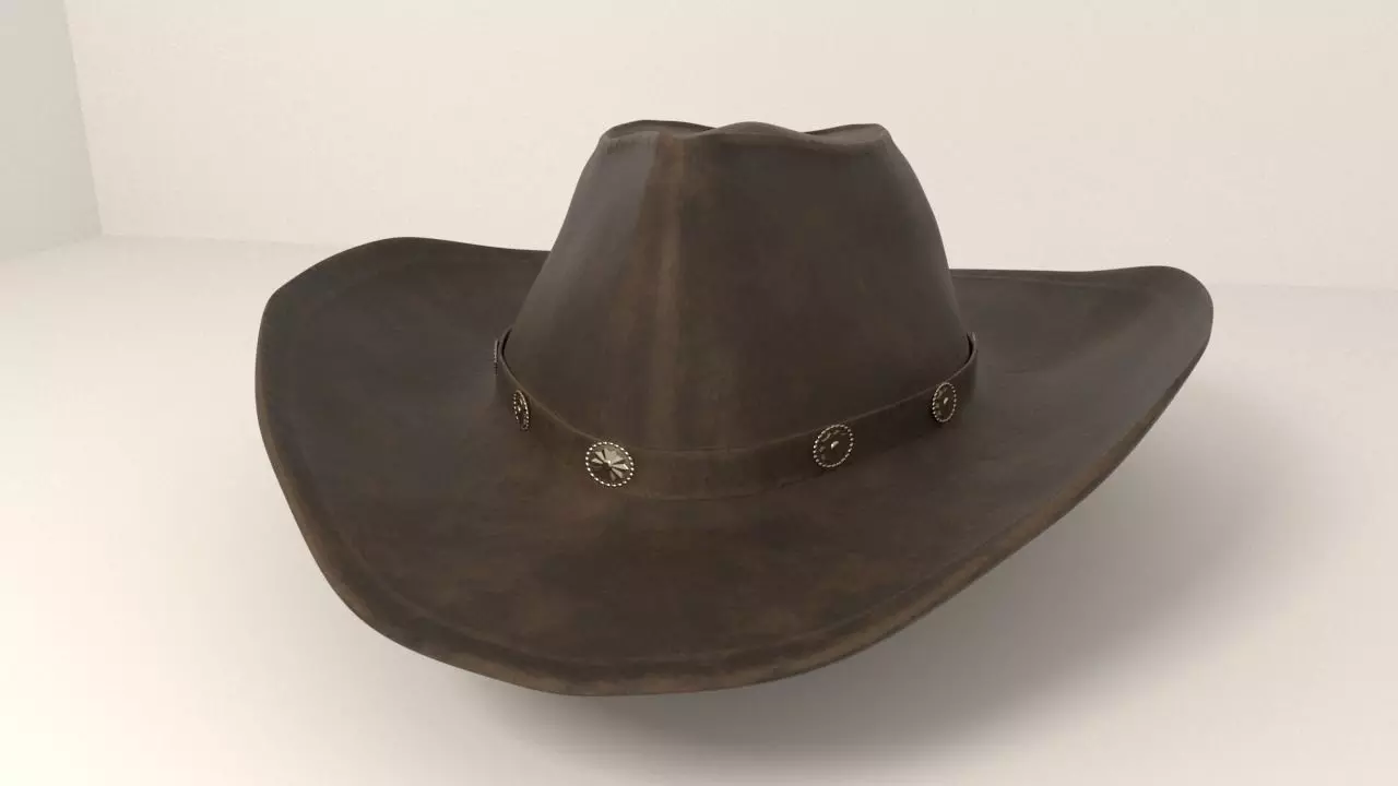 Fedora cowboy hat 3D model_0
