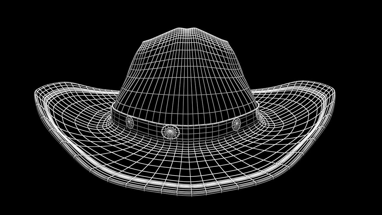 Fedora cowboy hat 3D model_5