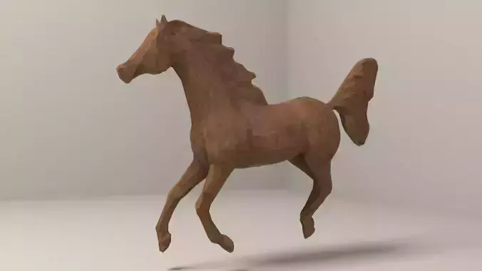 wooden horse Low-poly 3D model