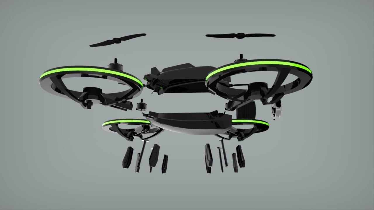 X-Black Drone - Quadcopter Free 3D print model_2