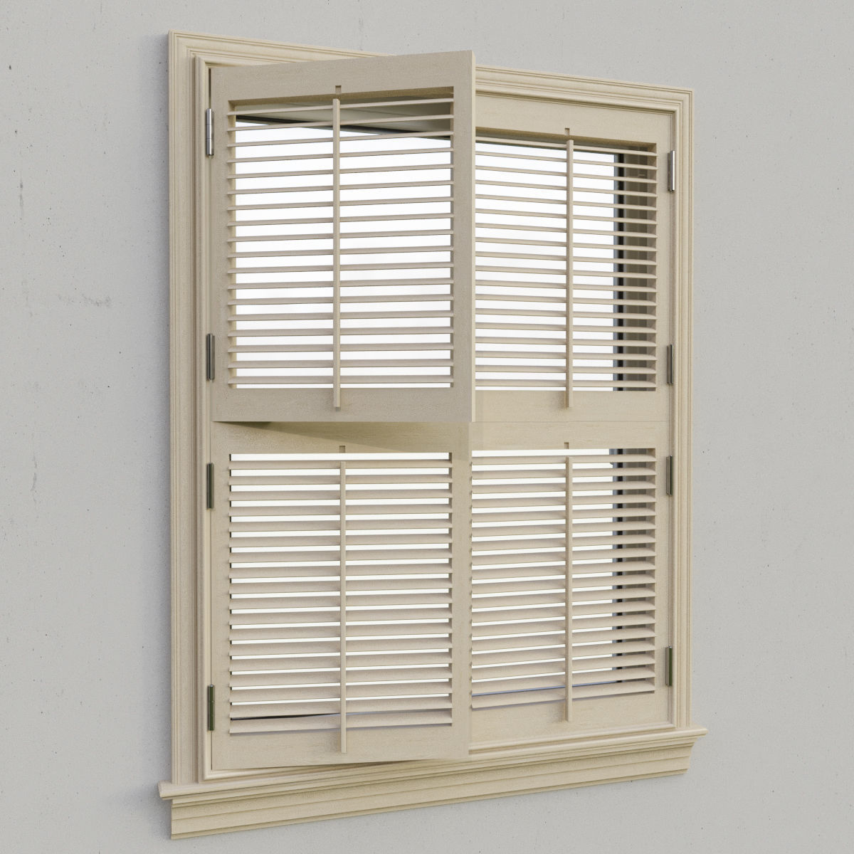 Shutters 5 wooden window with 3D model_1
