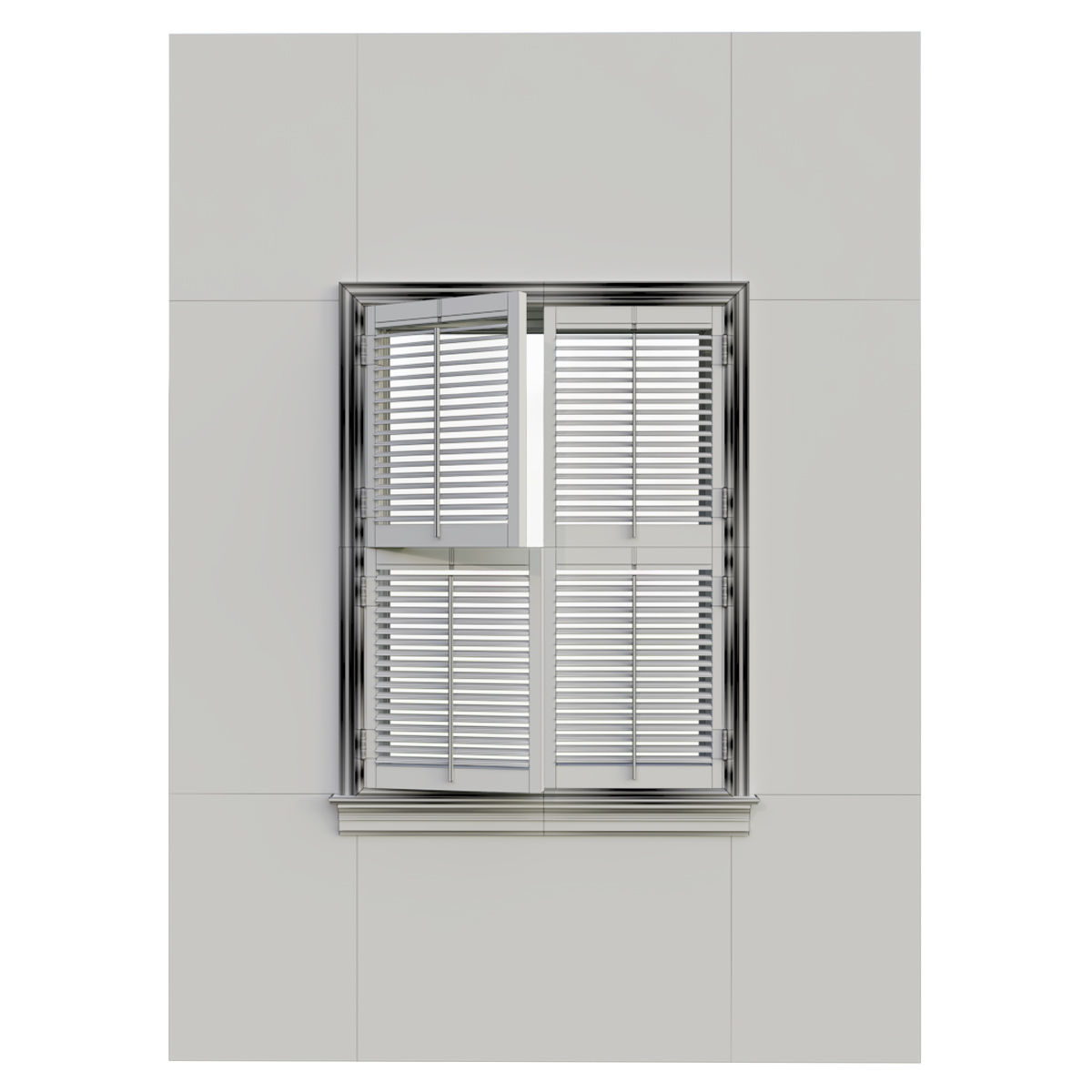 Shutters 5 wooden window with 3D model_4