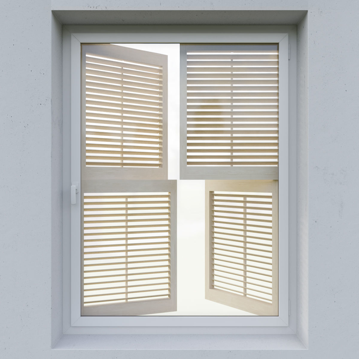 Shutters 5 wooden window with 3D model_2