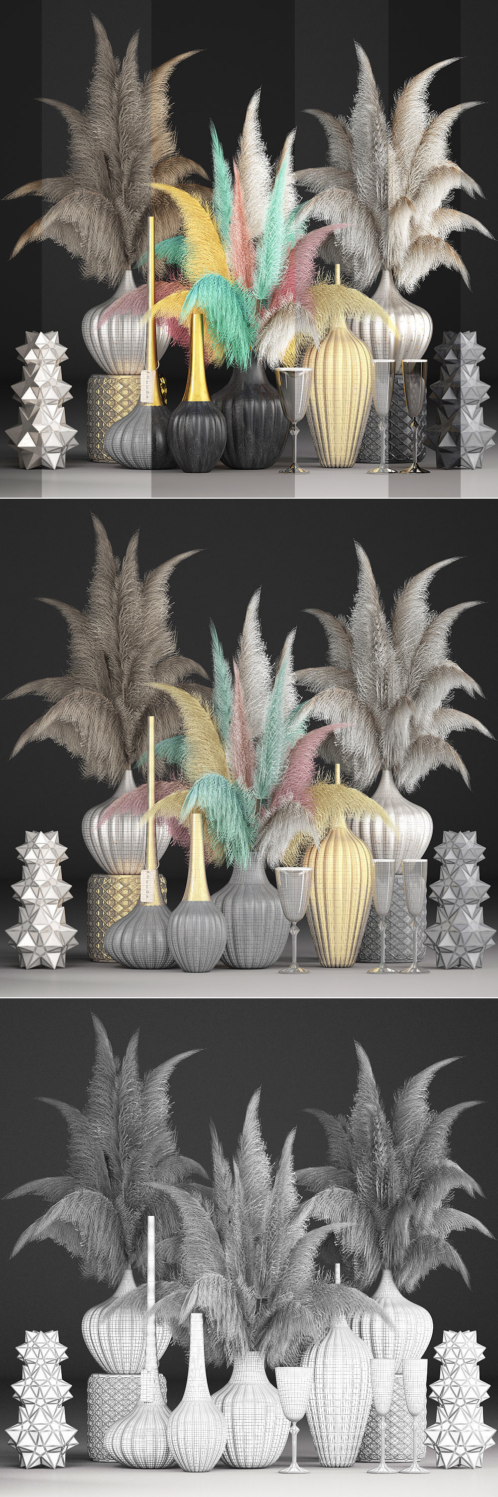 Decor with dry flowers Phragmites 3D model_5