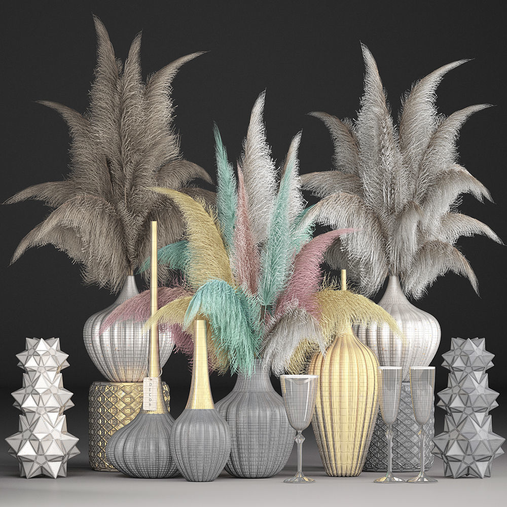 Decor with dry flowers Phragmites 3D model_7